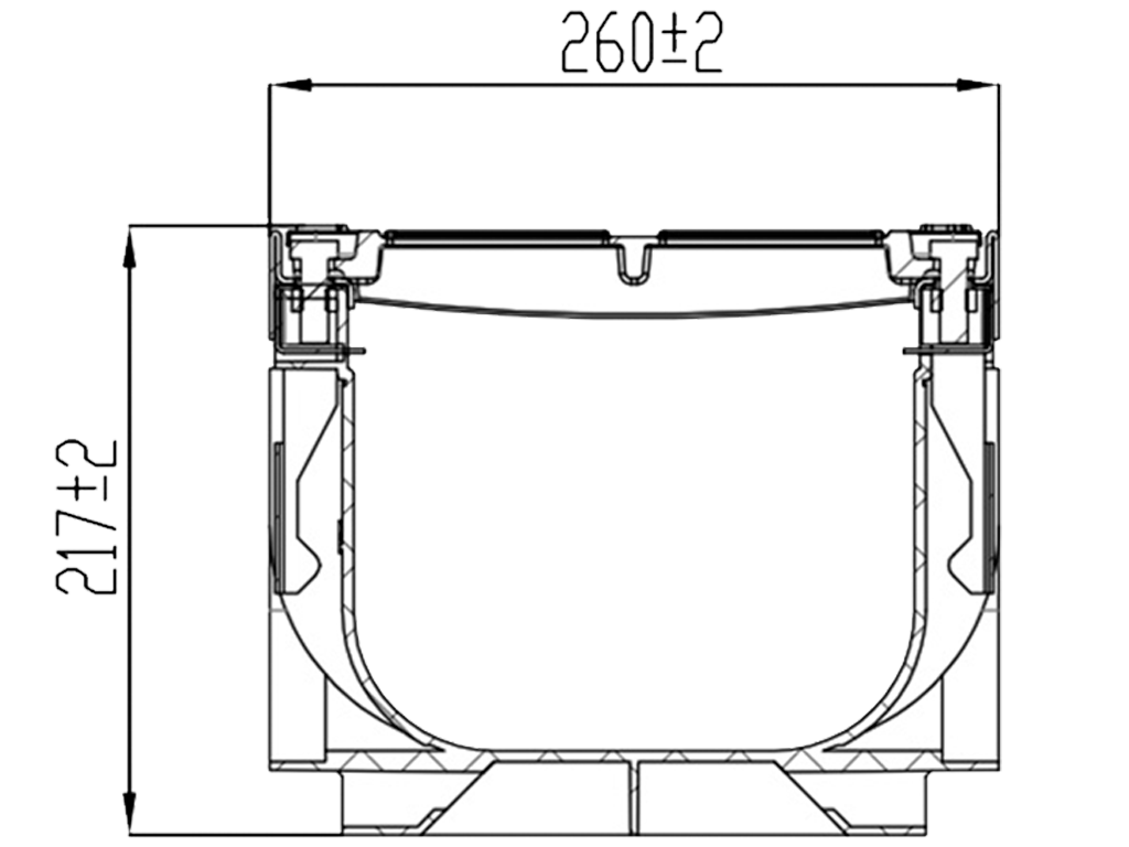 Лоток водоотводный POLYMAX DRIVE DN200 H217 с решеткой чугунной D400 (1000х260х217)