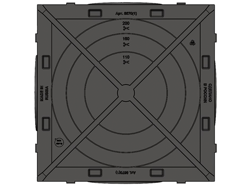 Дождеприемник Spark пластиковый квадратный с корзиной и чугунной решеткой (250x250x245)