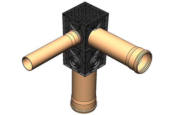 Дождеприемник Spark пластиковый квадратный с корзиной и решеткой (250x250x245)
