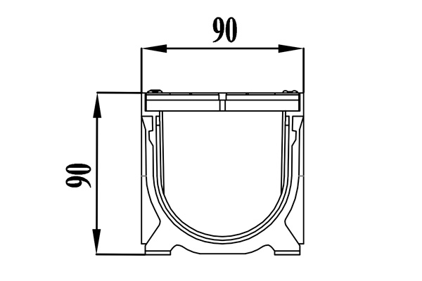 Лоток водоотводный Easy1 DN70 H90, с решеткой щелевой пластиковой (1000x90x90мм) класс нагрузки А15