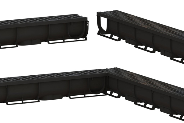 Лоток водоотводный Easy1 DN70 H90, с решеткой щелевой пластиковой (1000x90x90мм) класс нагрузки А15