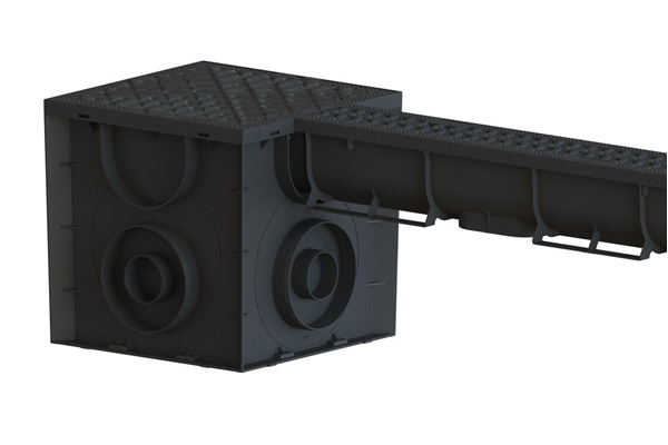 Лоток водоотводный Easy1 DN70 H90, с решеткой щелевой пластиковой (1000x90x90мм) класс нагрузки А15