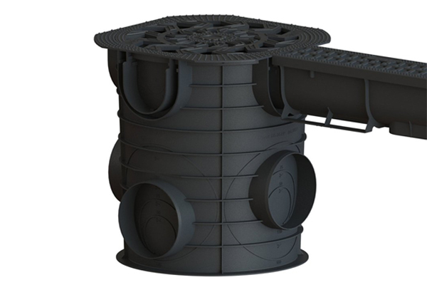 Лоток водоотводный Easy1 DN70 H90, с решеткой щелевой пластиковой (1000x90x90мм) класс нагрузки А15