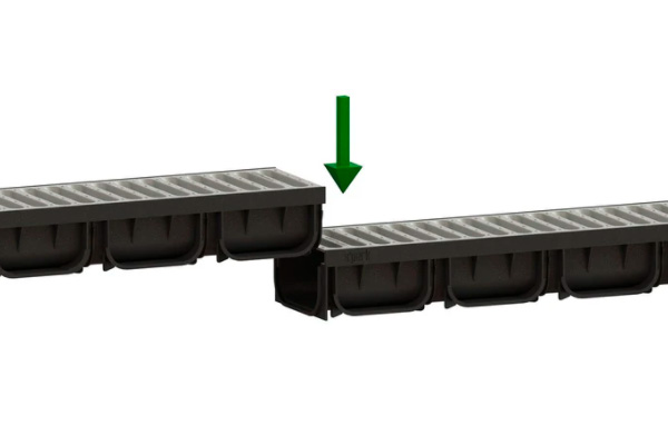 Rigola din plastic Easy2 DN100 H70, cu grătar în fante din oțel zincat (1000x125x70mm) clasa de sarcini A15