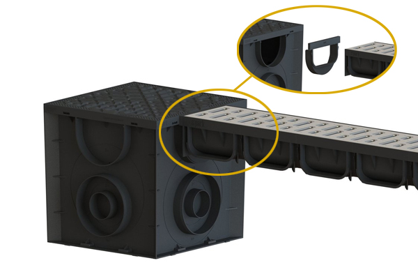 Rigola din plastic Easy2 DN100 H70, cu grătar în fante din oțel zincat (1000x125x70mm) clasa de sarcini A15