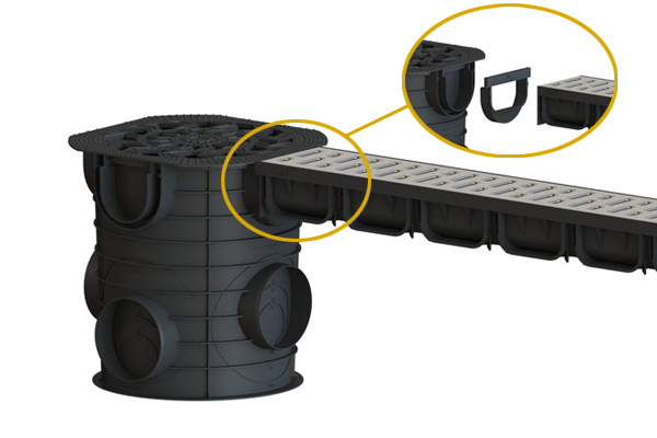 Rigola din plastic Easy2 DN100 H70, cu grătar în fante din oțel zincat (1000x125x70mm) clasa de sarcini A15