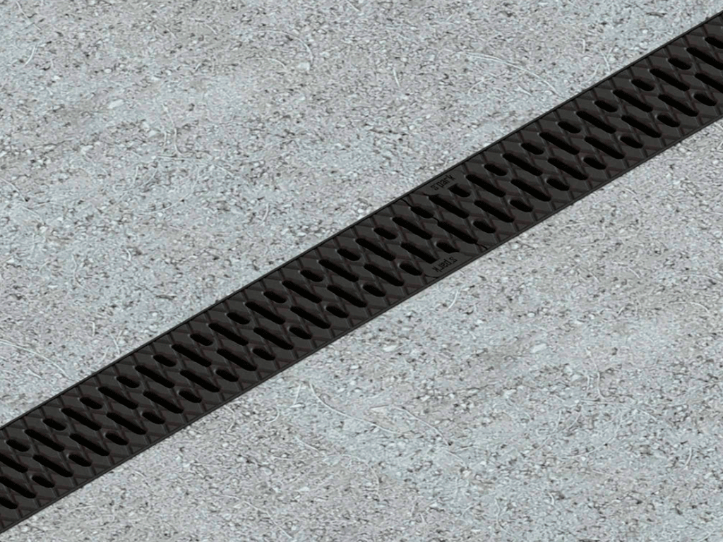 Rigola din plastic Easy2 DN100 H70, cu grătar în fante din fontă (1000x125x70mm) clasa de sarcini B125