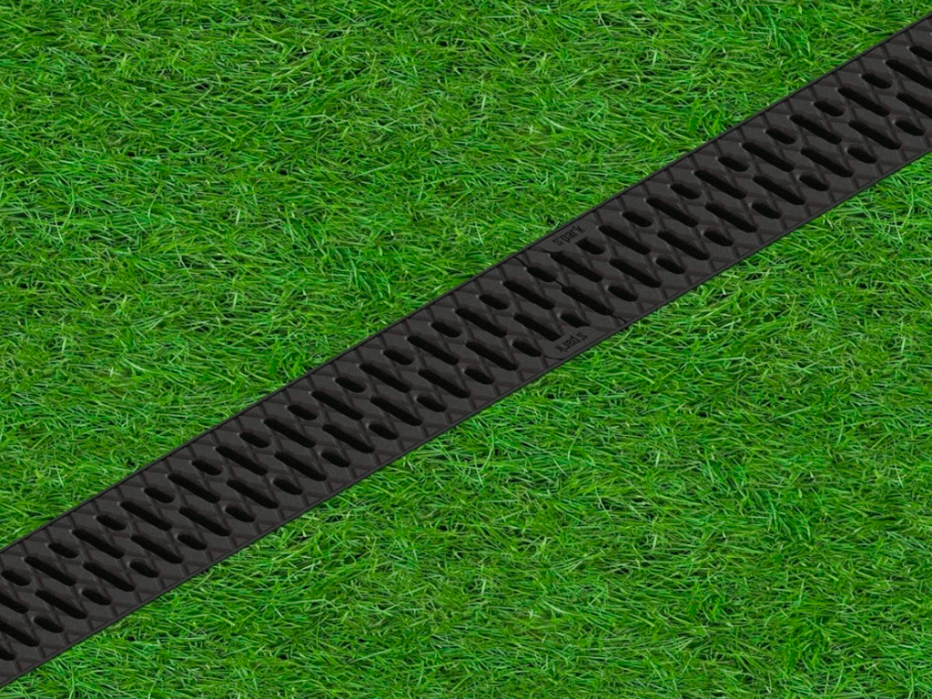 Rigola din plastic Easy2 DN100 H70, cu grătar în fante din fontă (1000x125x70mm) clasa de sarcini A15