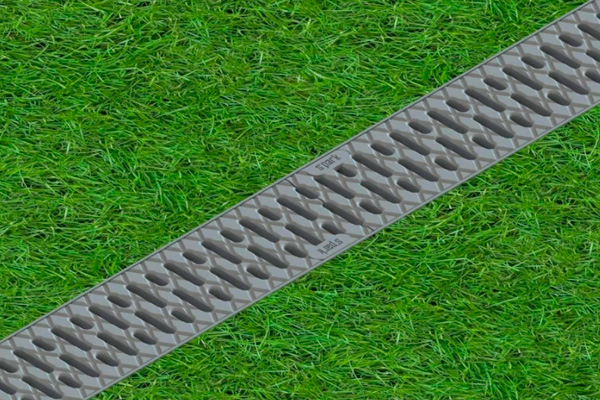 Rigola din plastic Easy2 DN100 H70, cu grătar în fante din plastic gri (1000x125x70mm) clasa de sarcini A15