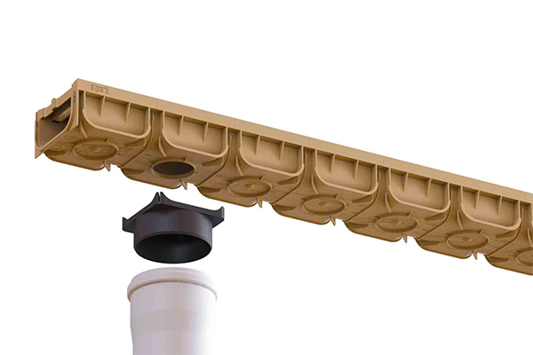 Лоток водоотводный Easy2 DN100 H70, с решеткой щелевой пластиковой песочного цвета (1000x125x70мм) класс нагрузки А15