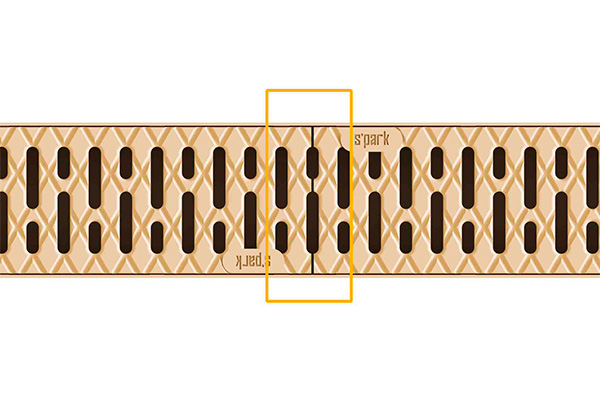 Лоток водоотводный Easy2 DN100 H70, с решеткой щелевой пластиковой песочного цвета (1000x125x70мм) класс нагрузки А15