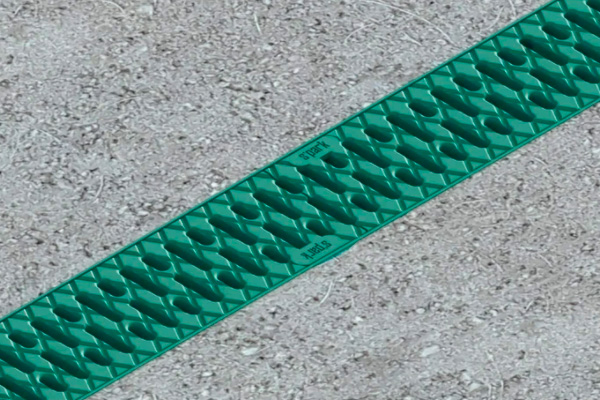 Лоток водоотводный Easy2 DN100 H70, с решеткой щелевой пластиковой зеленой (1000x125x70мм) класс нагрузки А15