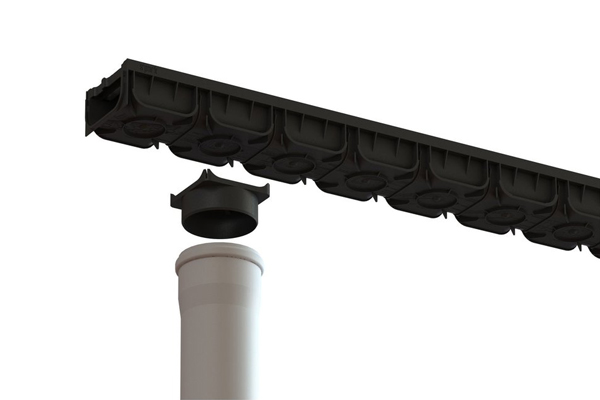 Лоток водоотводный Easy2 DN100 H70, с решеткой щелевой пластиковой черной (1000x125x70мм) класс нагрузки А15