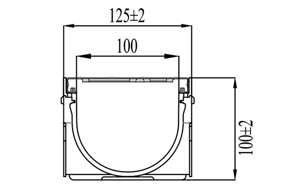 Rigola din plastic Easy3 DN100 H100, cu grătar în fante din plastic (1000x125x100mm) clasa de sarcini A15