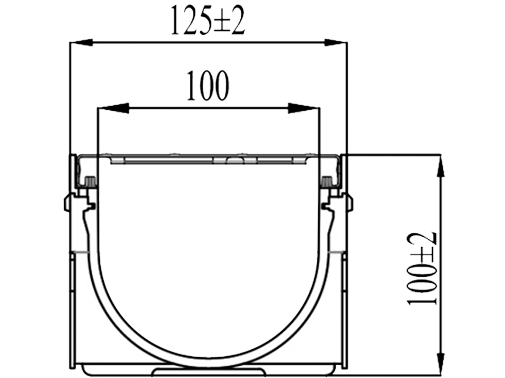 Rigola din plastic Easy-3 DN100 H100 (1000x130x100), cu grătar în fante din oțel inoxidabil (INOX) clasa de sarcini A15