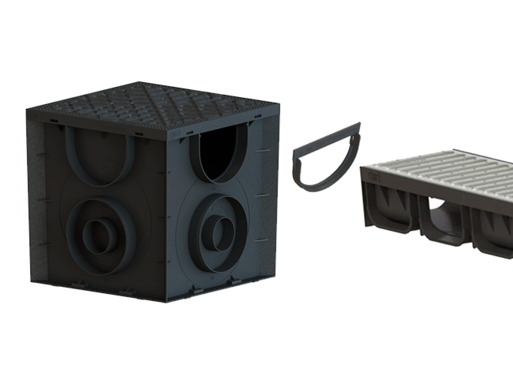 Rigola din plastic Easy-3 DN100 H100 (1000x130x100), cu grătar în fante din oțel inoxidabil (INOX) clasa de sarcini A15