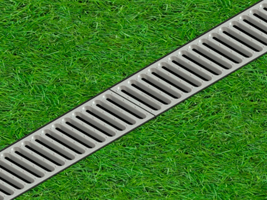 Rigola din plastic Easy-3 DN100 H100 (1000x130x100), cu grătar în fante din oțel inoxidabil (INOX) clasa de sarcini A15