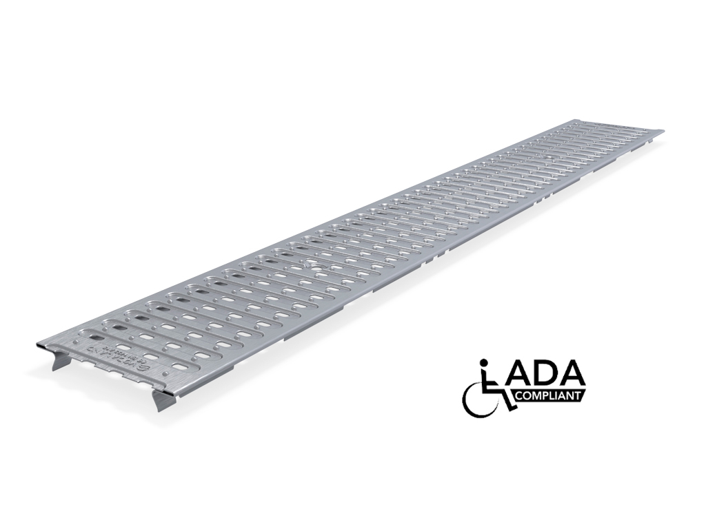 Grătar pluvial din oțel zincat standard ADA în grilă Base DN100 A15 (998x136x21,3)