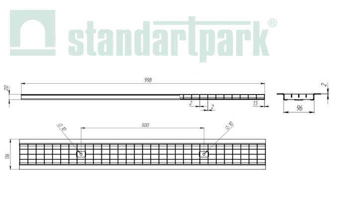 Gratar pluvial din otel zincat Basic DN100 incarcare pina la 3 tone (1000x136x22)