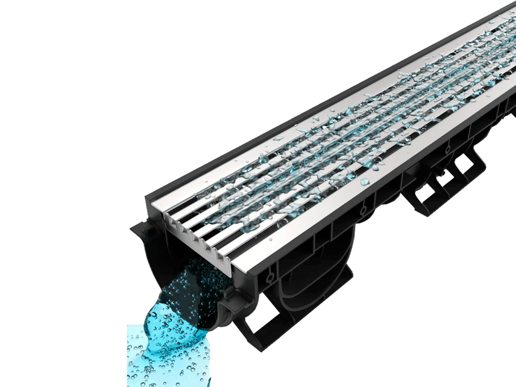 Gratar pluvial din otel zincat Base DN100, in grila, standard ADA, clasa de sarcini B125 (1000x135x21mm)