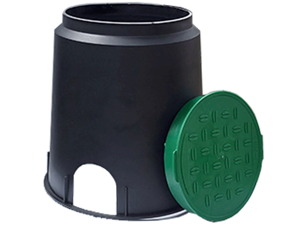 Короб ПП круглая для VALVE MINI TERRA D160 черная+зеленая крышка, D=235мм; H=235мм