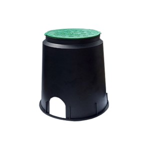 Короб ПП круглая для VALVE MINI TERRA D160 черная+зеленая крышка, D=235мм; H=235мм