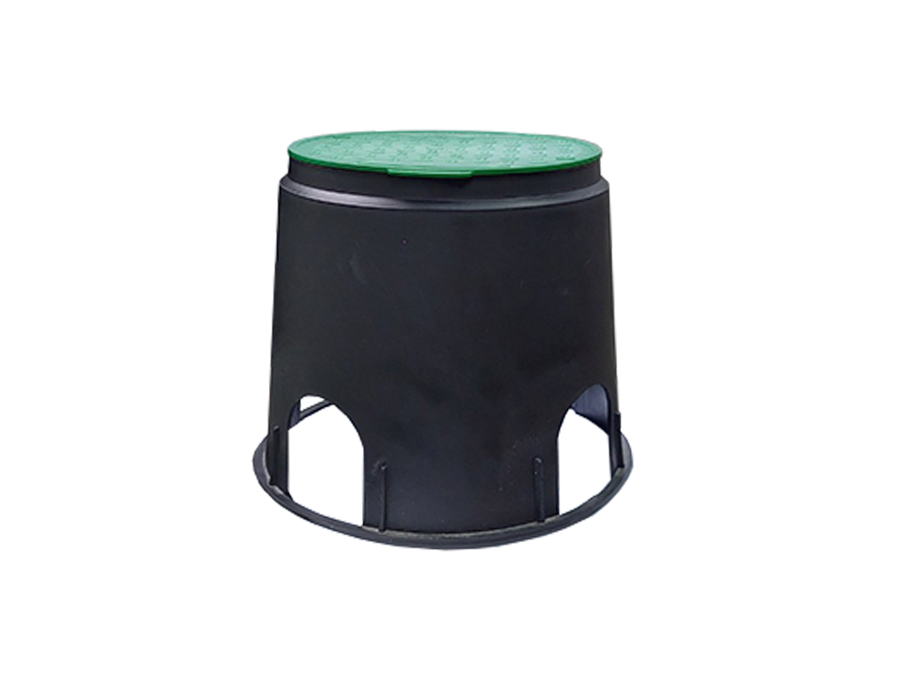 Короб ПП круглая для VALVE MINI TERRA D240 черная+зеленая крышка, D=310мм; H=240мм