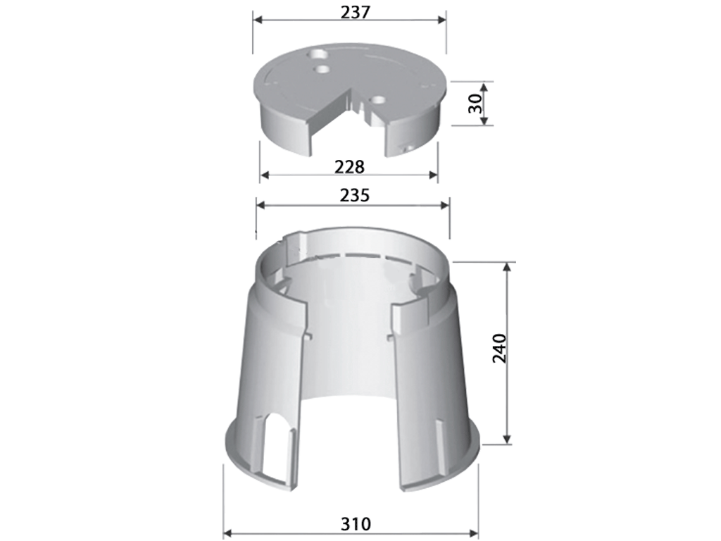 Короб ПП круглая для VALVE MINI TERRA D240 черная+зеленая крышка, D=310мм; H=240мм