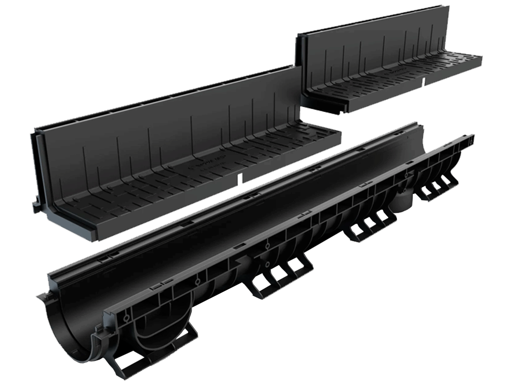 Gratar pluvial tip-L în fanta longitudinală din polipropilenă (PP), L=500mm, H=100mm, destinat pentru rigole DN100