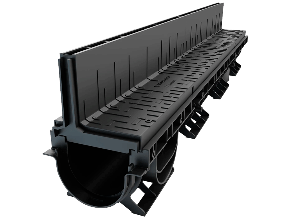 Gratar pluvial tip-L în fanta longitudinală din polipropilenă (PP), L=500mm, H=100mm, destinat pentru rigole DN100