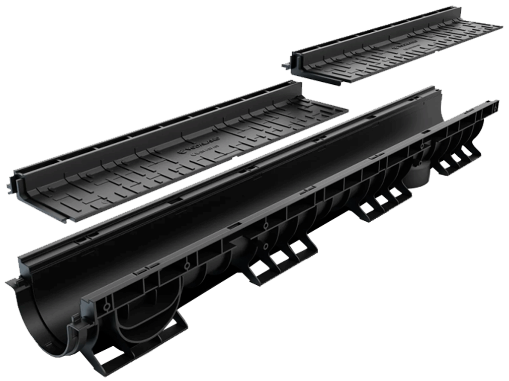 Gratar pluvial tip-L în fanta longitudinală din polipropilenă (PP), L=500mm, H=25mm, destinat pentru rigole DN100