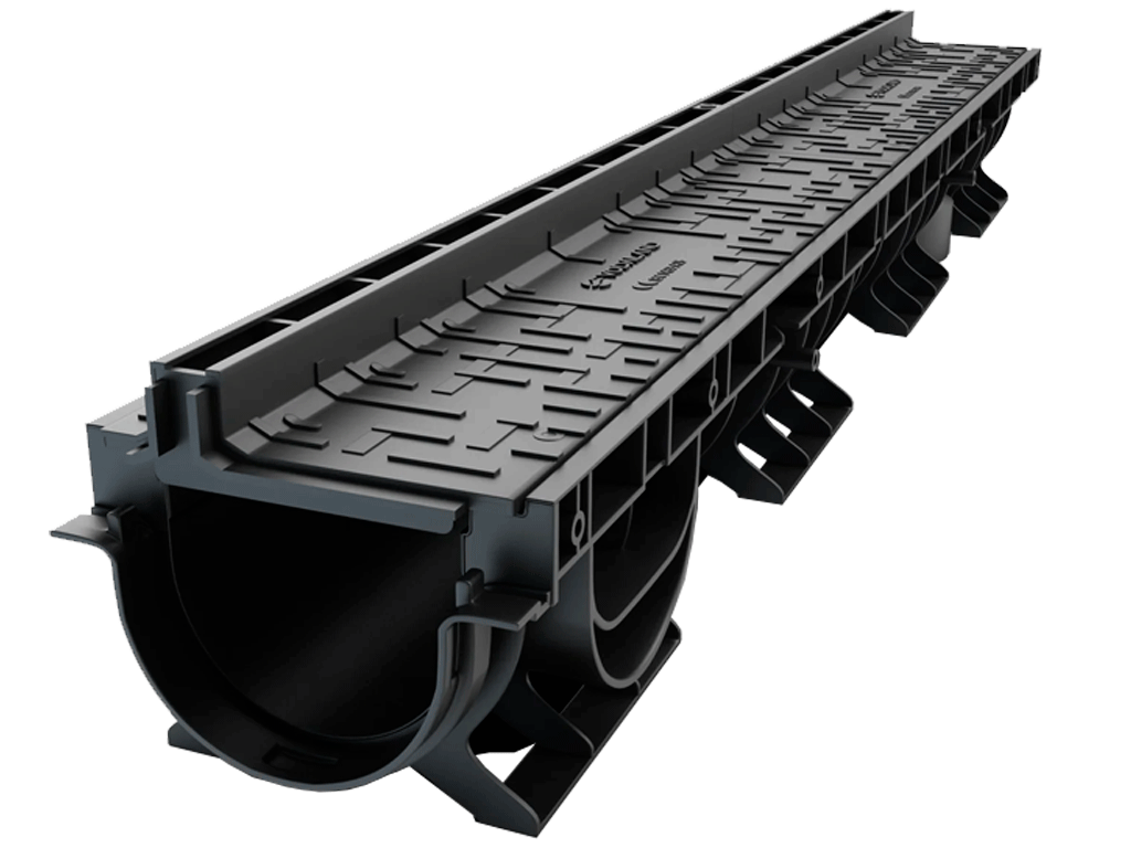 Gratar pluvial tip-L în fanta longitudinală din polipropilenă (PP), L=500mm, H=25mm, destinat pentru rigole DN100