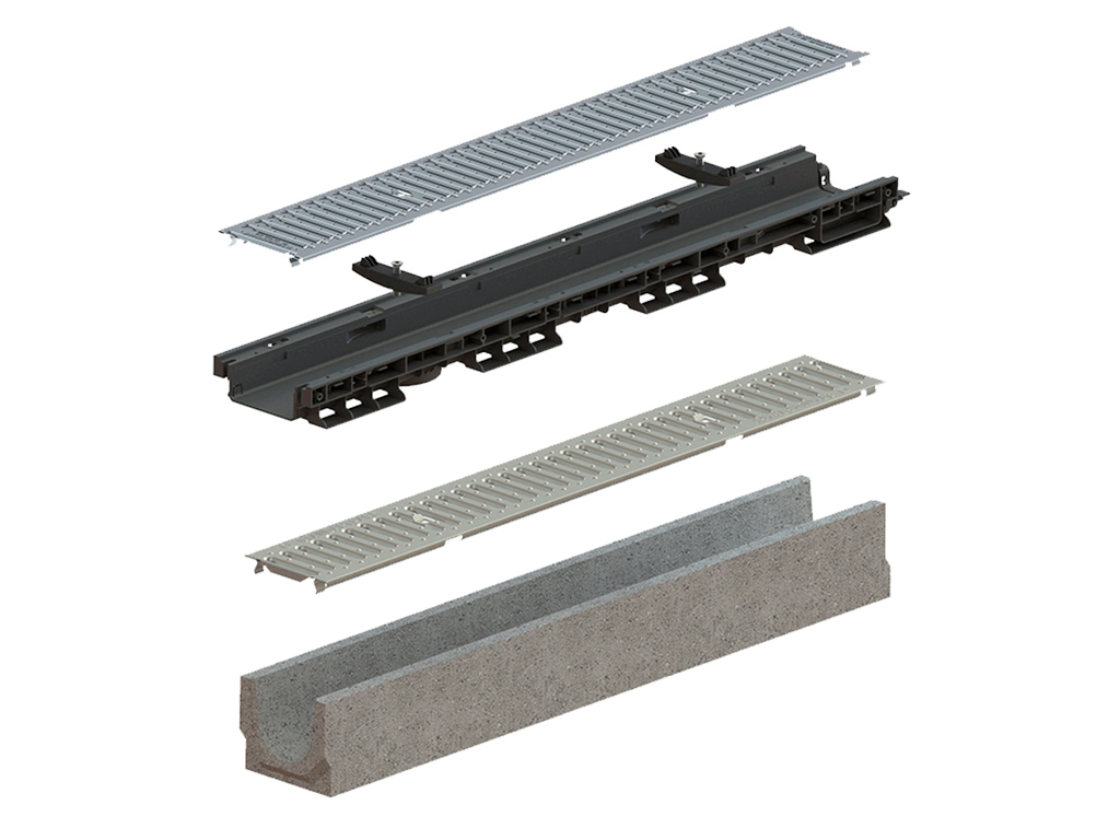 Grătar pluvial din inox în fante Base DN100 A15 (998x136x19,5)