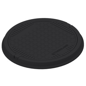 Люк круглый черный, полимерпесчаный (композитный) c диаметром рамы D=725мм, свободный проход=600мм, высота H=58мм, класс нагрузки до 1 тонны