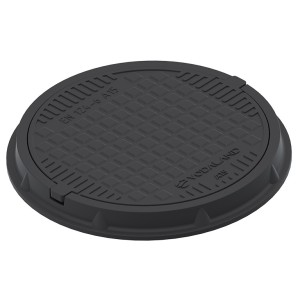 Люк круглый черный, полимерпесчаный (композитный) D=750мм, проход=545мм, H=74мм, класс нагрузки A15 для пешеходных зон