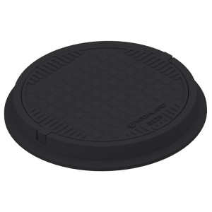 Люк круглый черный, полимерпесчаный (композитный) c диаметром рамы D=770мм, свободный проход=575мм, высота H=110мм, класс нагрузки B125 