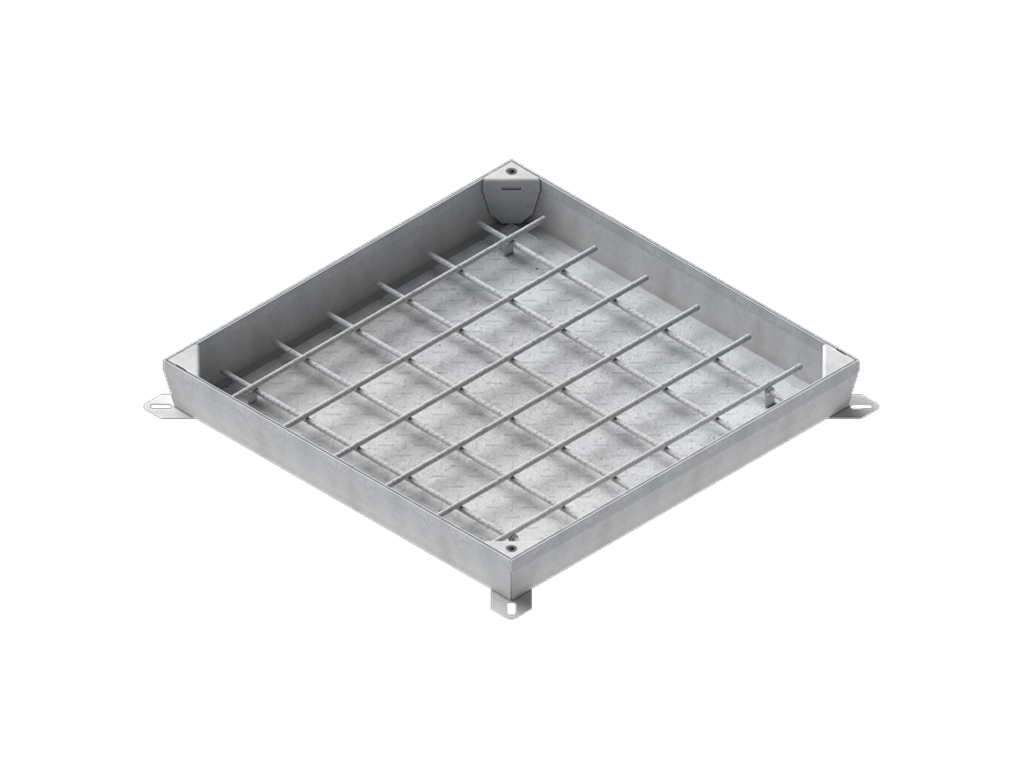 Capac din otel zincat URBAN COVER PRO UNIFILL patrat 380x380 PL.300x300 Hext.80 Hin.40 cu inchizator, clasa de sarcini B125