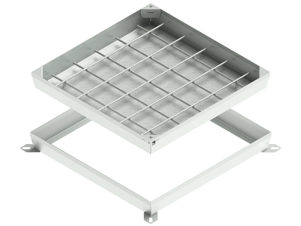 Capac din otel zincat URBAN COVER PRO UNIFILL patrat 690x690 PL.600x600 Hext.100 Hin.60 cu inchizator, clasa de sarcini B125