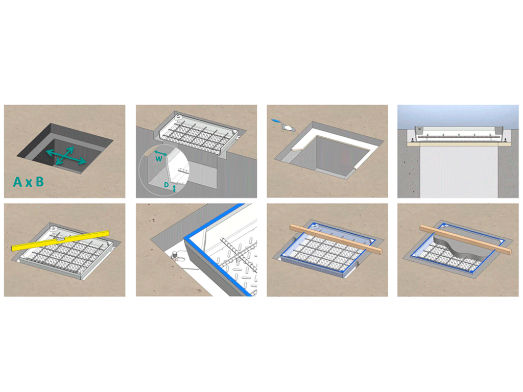 Capac din otel zincat URBAN COVER PRO UNIFILL patrat 690x690 PL.600x600 Hext.100 Hin.60 cu inchizator, clasa de sarcini B125