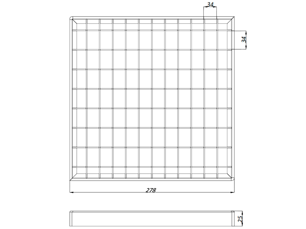 Решетка ливневая из оцинкованной стали Basic для дождеприемника 300х300 А15 (280x280x23) 