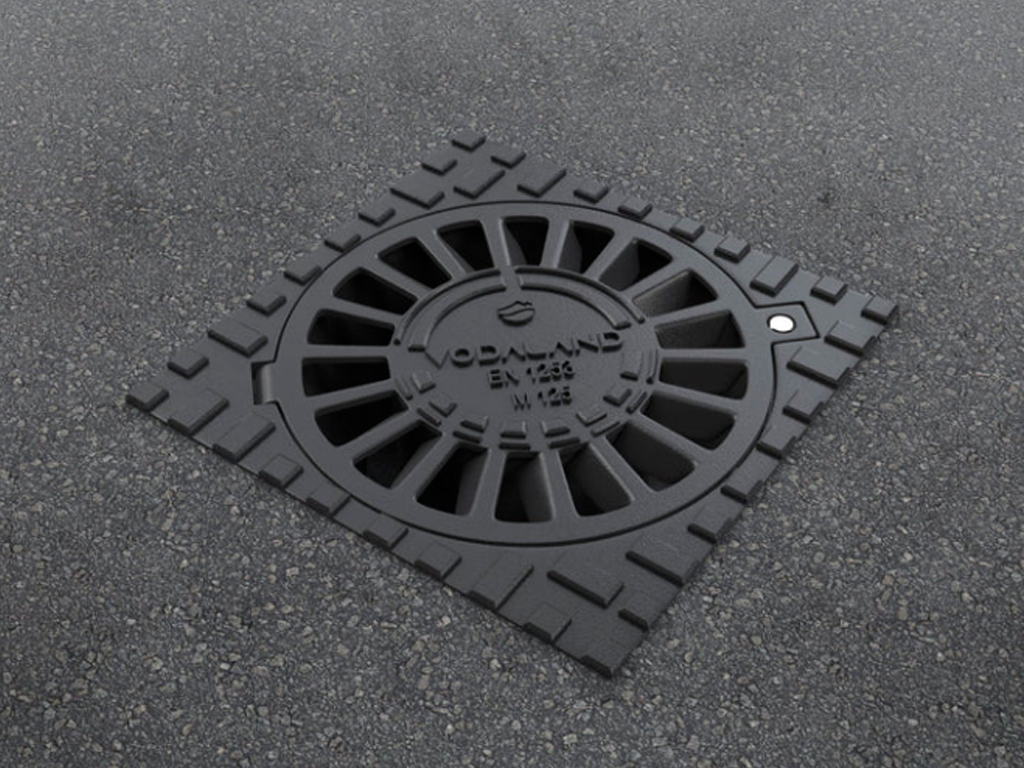 Sifon (trap) fontă cu ieșire verticală D110 mm, clasa de sarcini M125 (250x250x108)