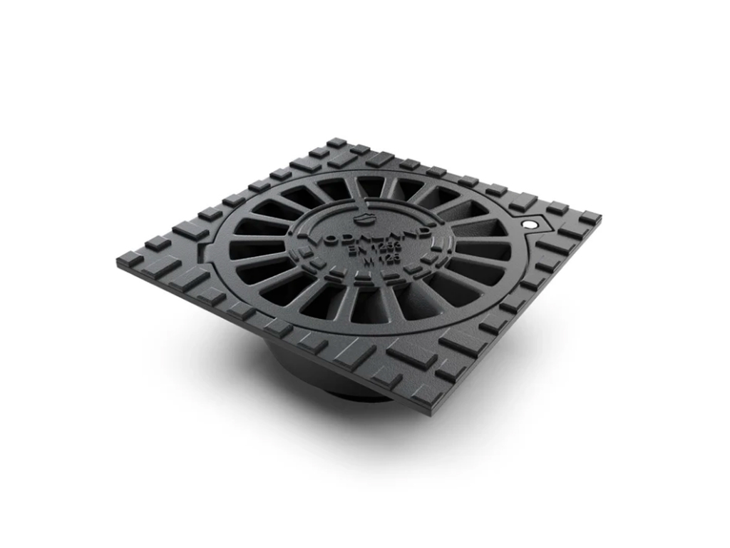 Sifon (trap) fontă cu ieșire verticală D110 mm, clasa de sarcini M125 (300x300x123)