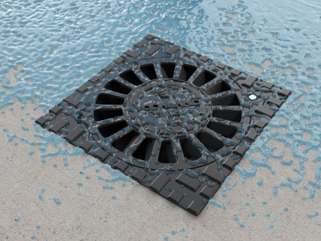 Sifon (trap) fontă cu ieșire verticală D110 mm, clasa de sarcini M125 (300x300x123)