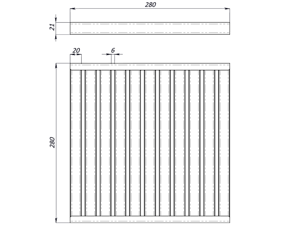 Gratar din Inox in fante (280x280x23mm) pentru camin 300x300,  clasa de sarcini A15
