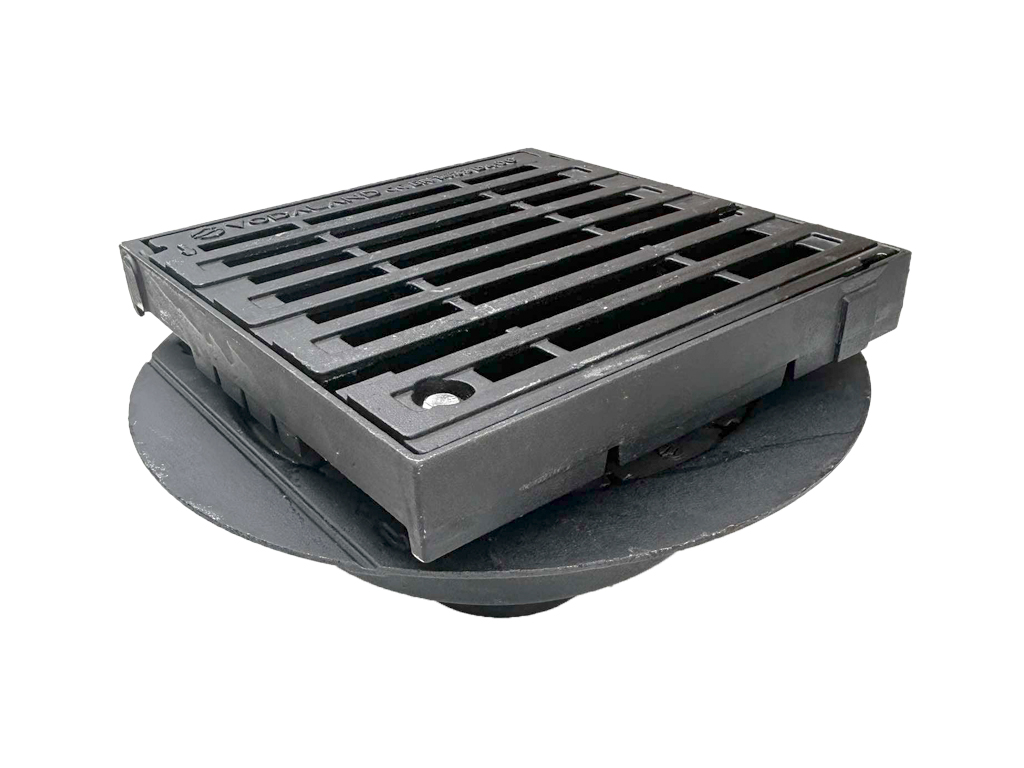 Gură de scurgere din fontă ductilă BRIDGE 400X400, Hreglabil 270-360 mm, cu ieșire verticală DN160 cu grătar în fante clasa de sarcini D400