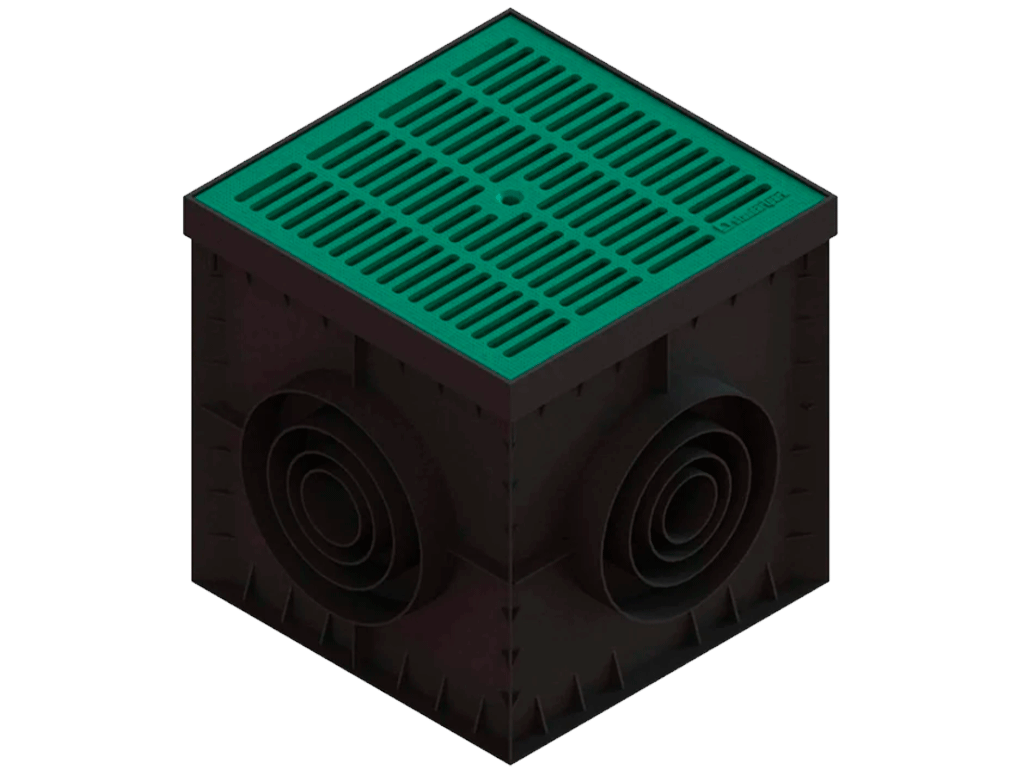 Решетка ливневая пластиковая Зеленая PolyMax Basic для дождеприемника 300х300 A15 (280x280x23) 