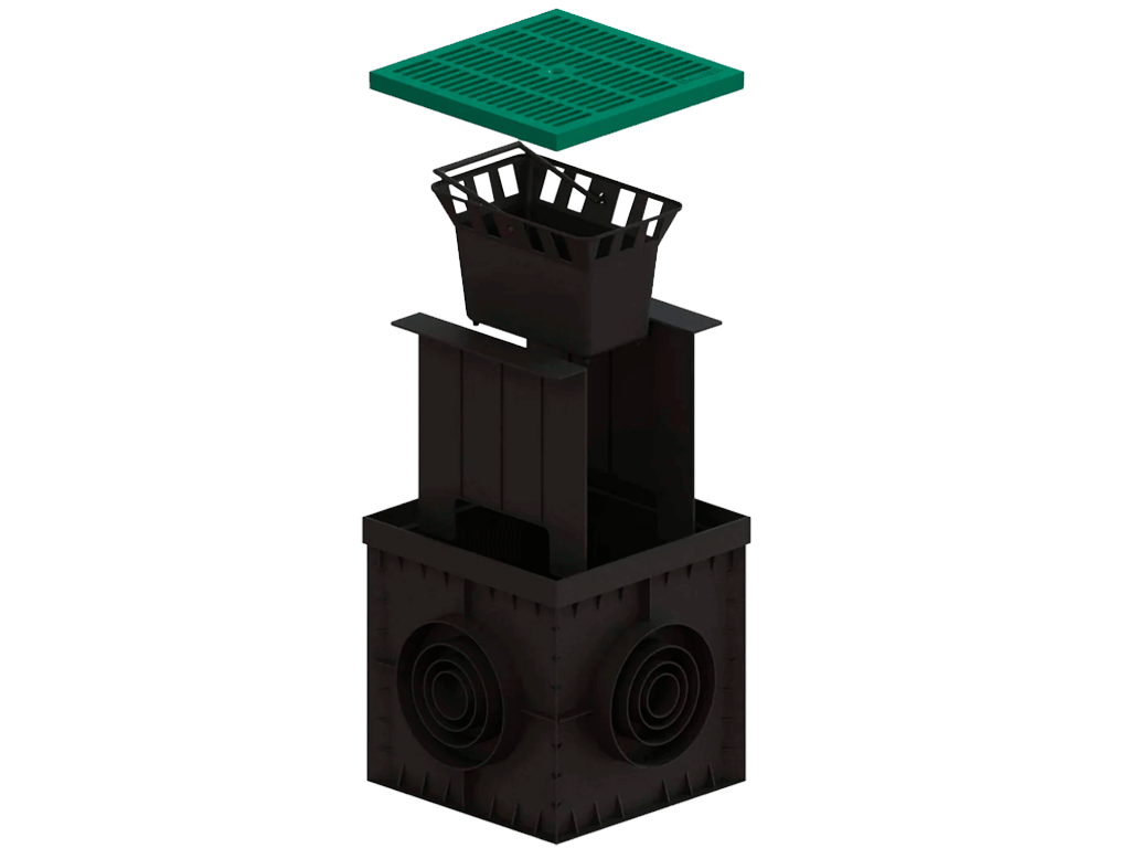 Решетка ливневая пластиковая Зеленая PolyMax Basic для дождеприемника 300х300 A15 (280x280x23) 