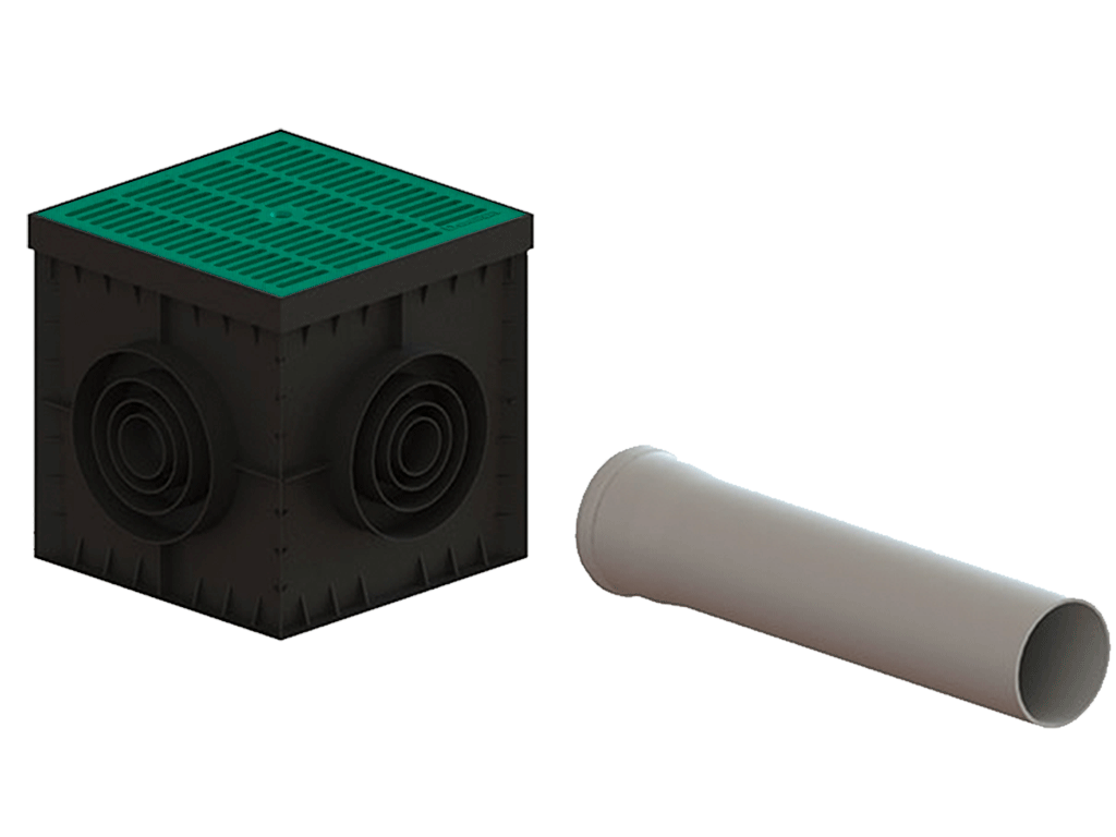 Решетка ливневая пластиковая Зеленая PolyMax Basic для дождеприемника 300х300 A15 (280x280x23) 