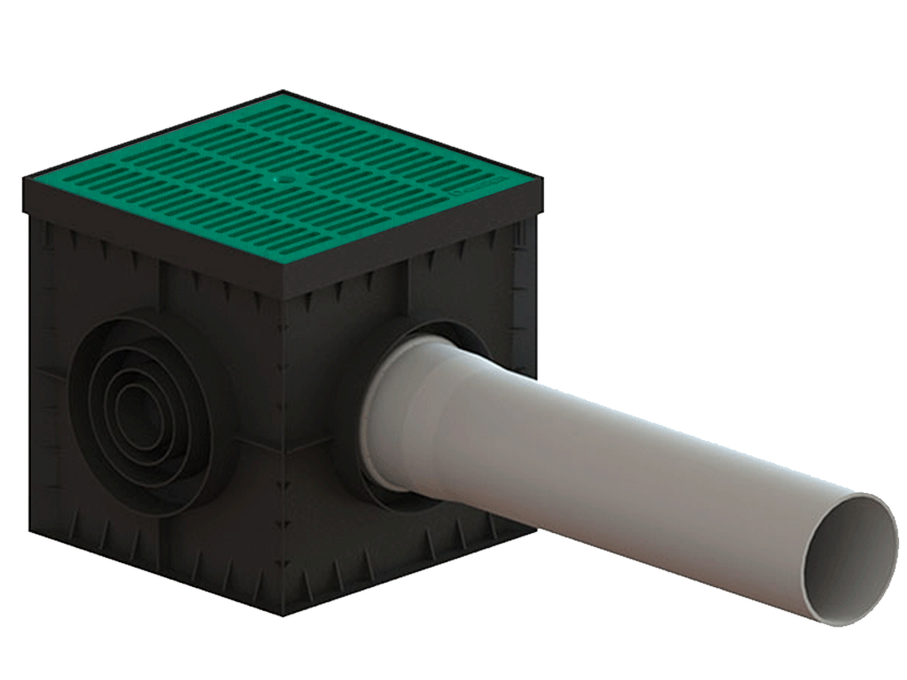 Решетка ливневая пластиковая Зеленая PolyMax Basic для дождеприемника 300х300 A15 (280x280x23) 