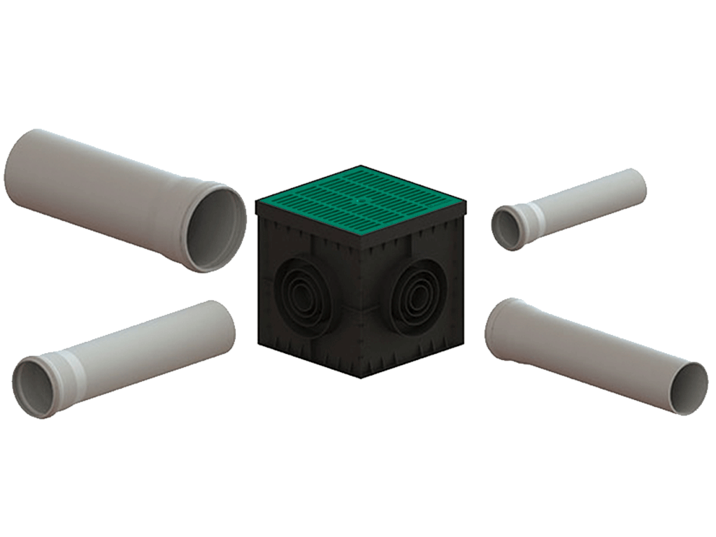 Решетка ливневая пластиковая Зеленая PolyMax Basic для дождеприемника 300х300 A15 (280x280x23) 